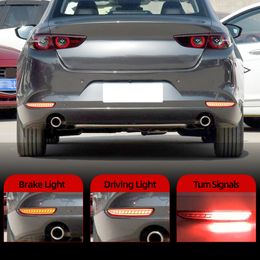 2Pcs Rear Reflector Fog Lamp For Mazda 3 Mazda3 Axela 2019 2020 2021 Car LED Rear Bumper Brake Light Dynamic Turn Signal Light