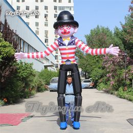 Parade Performance Walking Inflatable Clown Costume 3.5m Hand Controlled Blow Up Clown Puppet Suits For Advertising Show