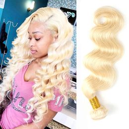 Malaysian Virgin Hair Double Wefts Body Wave Blonde Of 613 Colour 1 Piece One Lot One Bundle 1032inch1990040