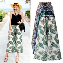 Pantaloni per abbigliamento donna Pantaloni a gamba larga a righe floreali Summer Beach Casual Capris Moda Harem Pantaloni slim Pantaloni Pantaloni Bloomers larghi B4794