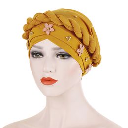 Women Fashion Flower Muslim Scarf Hijabs Hat Women India Hat Turban Hat Wrap Cap Head Scarf Headscarf Women Hair Accessories