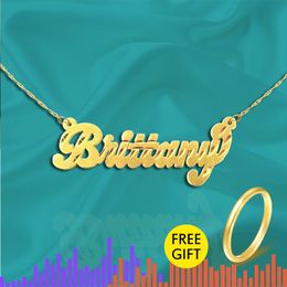 Personalised Name Custom Necklaces For Women Stainless Steel Rose Gold Heart Crown Flower Star Butterfly Quote Letter Necklace