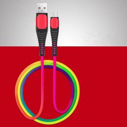 Type c Micro USb Cable 1m 3ft Durable 2A Quick Charging Rainbow Alloy Usb Cables For Samsung S8 S9 S10 Note 8 9 Htc Lg