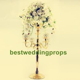 NEw style Gold Flower Vases Candle Holders Stand Wedding Decor Road Lead Table Centrepiece Rack Pillar Party Candlestick Candelabra best0638