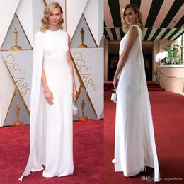 Oscar White Karlie Kloss Celebrity Evening Dresses With Capes Jewel Neckline Long Plus Size Custom Made 2020 New Elegant Red Carpet Gown