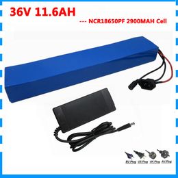 Free customs fee 500W 36V 12AH lithium battery 36V 11.6AH ebike battery use for panasonic 2900MAH cell 15A BMS with 2A Charger