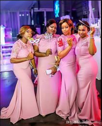 2019 Pink South African Mermaid Bridesmaid Dress Cheap Summer Garden Wedding Party Guest Maid of Honour Gown Plus Size Custom Made