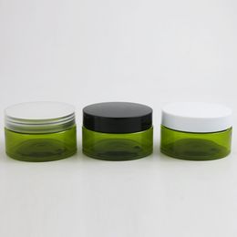 24 x 100g Empty Green Cosmetic Cream Containers Cream Jars 100cc 100ml for Cosmetics Packaging Plastic Bottles With Plastic Cap