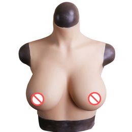 MUSIC POET Food grade silicone E cup breast form silk cotton with liquid silicone filled chest prosthesis for crossdresser fake chest drag q