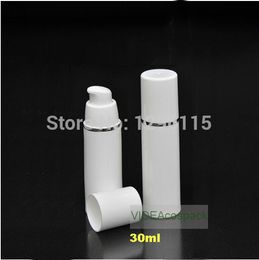 50pcs/lot PP 30ml airless bottle, airless pump for lotion BB cream vacuum bottle white Colour + silver ring