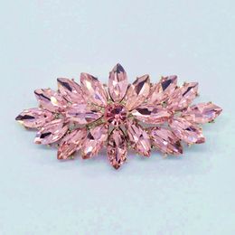 marquise brooch UK - Vintage Rhodium Silver Plated Pink Glass Marquise Crystal Diamante Brooch Prom Party Pin Gifts Free Shipping