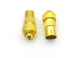 100PCS Gold plated FEMALE TV AERIAL CONNECTOR PLUG METAL COAXIAL COAX