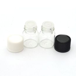 1000pcs 1/4 Dram Small Perfume Sample Clear Glass Bottle with Orifice Reducer 1ml Mini Essential Oil Liquid Vials Free Shipping