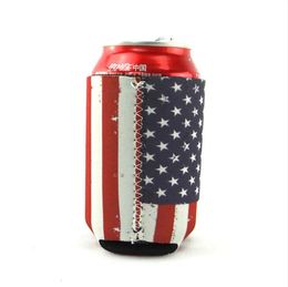 100pcs Creative Neoprene Can Cooler Sleeve for Beer Cola Can Holder American flag Pattern Beer Soda Water Can Cover