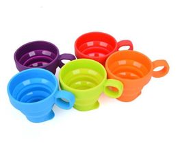 Telescopic Collapsible Silicone Travel Cups with Handle Pop Up Drinking Cups Folding Travel Camping Cup SN3548