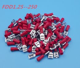 1000Pcs Crimp Terminal Connector Red FDD1.25-250 6.3mm16-22 AWG Insulated Female Spade Wire