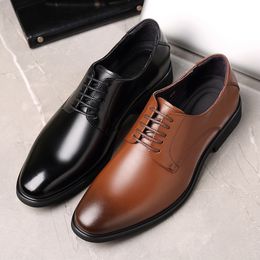 Hot Sale-Cow leather shoes men lace up dress shoes top quality genuine leather lace-up loafers hollow shoe zy359