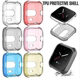 For Fitbit Versa Lite Smart Watch Protective Case TPU All Inclusive Transparent Anti-fall Scratch-proof Ultra-slim Cover