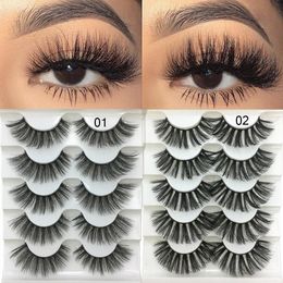 5 Pairs 3D Faux Mink Hair False Eyelashes Fluffy Wispy Natural Long Lashes Handmade Eye Lashes Extension Women Eye Makeup Tools