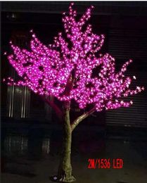 Artificial Cherry Tree Lamp 2m High 1536pcs LED Home Garden Decor Simulation Light Outdoor Decoration Lamps Christmas Wedding Decoration