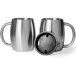 Stainless Steel Mug Coffee Beer Cup Double Wall Water Mug Travelling Outdoor Camping Sports Mugs 14oz