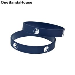 100PCS Tai Chi Silicone Rubber Bracelet Classic Decoration Logo Adult Size Black and White for Promotion Gift