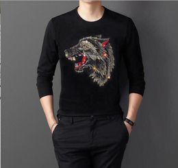 new men casual long sleeve oneck fashion tshirt men hot drill design tees top high quality brand