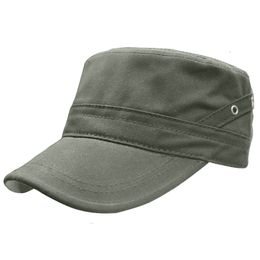 FASHION Uomo Militare cappello in vera pelle solido per adulti regolabile berretto dell'esercito 