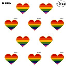 Rainbow Pride Heart Shape Lapel Pin Flag badge Brooch Pins Badges 10Pcs a Lot