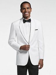 New Design Groom Tuxedos One Button White Shawl Lapel Groomsmen Best Man Suit Mens Wedding Suits (Jacket+Pants+Tie) 767