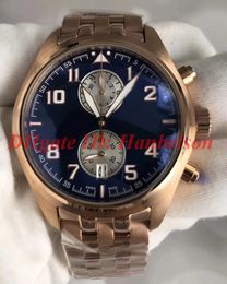 pilot watches orologio di lusso Quartz movement Stopwatch men Wristwatches High quality steel strap blue dial Luxus Herrenuhre307r