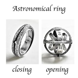 Silver Astronomical Ring for men women metal ball Creative Complex Rotating Cosmic Finger mood ring men fashion Jewellery gifts