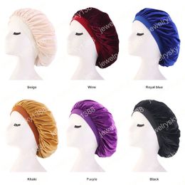 Muslim Women Wide Velvet Bonnet Sleep Turban Hat Cancer Chemo Beanies Cap Headwrap Headwear Hair Accessories