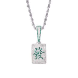 Luxury Designer Iced Out Chinese Style Mah-jong FA Rich Pendant Necklace Full Diamond with Stainless Steel Rope Chain