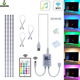 5050 DC5V RGB TV WiFi LED Strip Waterproof 30LED/M USB Music Strips Flexible Neon Tape 1M 2M 4*0.5M For TV Background