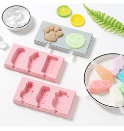 Silicone Ice Cream Mould with Cover Animals Shape Ice Lolly Moulds Summer DIY Home Made Ice Cream Tray