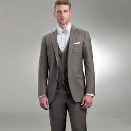 Popular Grey Groom Tuxedos Notch Lapel Groomsman Wedding 3 Piece Suit Fashion Men Business Prom Jacket Blazer(Jacket+Pants+Tie+Vest) 2285