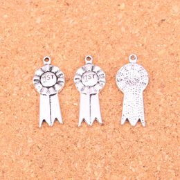 74pcs Charms 1st medal award Antique Silver Plated Pendants Making DIY Handmade Tibetan Silver Jewellery 27*12mm