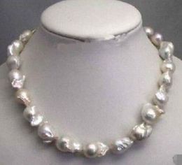 Well weird 15 big. 23mm Unusual White Baroque Pearl Disc Necklace 18 "