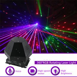 Mini 360 Degree 11 Eyes RGB Rotating DMX Move Beam Gobos Laser Light Home Gig Party DJ Stage Lighting Sound Auto 360R