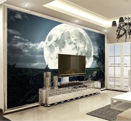 3d Wallpaper Dream Night Couple Wolf 3d Animal Wall paper 3D WallPaper Home Decor Custom