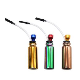 Metal Aluminum Water Pipe Ice Blue Brilliant Glass Filtration Pipe Removable Cleaning Small Water Pipe Bottle