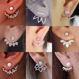 Luxury Designer Jewelry Women Stud Earrings Diamond Paved Ear Jacket Earring Luxury Jewelry Accessories For Girl Women
