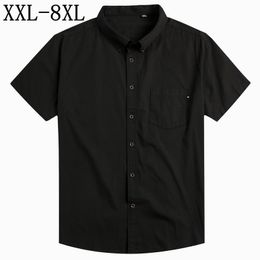 6XL 7XL 8XL 2018 New Brand Men Shirt Loose Short Sleeve Oxford Shirts Casual 100% Cotton Mens Shirts Chemise Homme