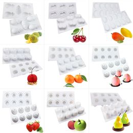Mousse cake mold ice cream silicone apple peach cherry orange pear chocolate fruit candle soap mould 8 cavity