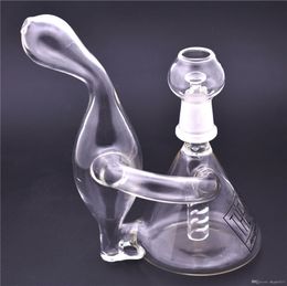 mini glass bong ,oil rigs , recycler banger hanger, 14 mm dab rigs, 14 mm wax joint slyme color decor 6inch height