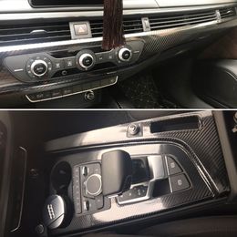 For Audi A4 A5 B9 2017-2019 Interior Central Control Panel Door Handle 3D 5D Carbon Fibre Stickers Decals Car styling Accessorie269s