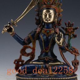 Tibet Cloisonne Tibetan Buddhist Statue - Manjusri Bodhisattva