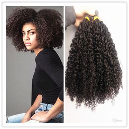 brazilian microbeads hair human virgin remy kinky curly full end pre-bonded extensions unprocessed natural black color