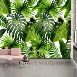 Custom Modern Southest Asia 3D Photo Wallpaper 3D Stereoscopic tropical rainforest banana leaf 3D Wall Mural Wallpaper